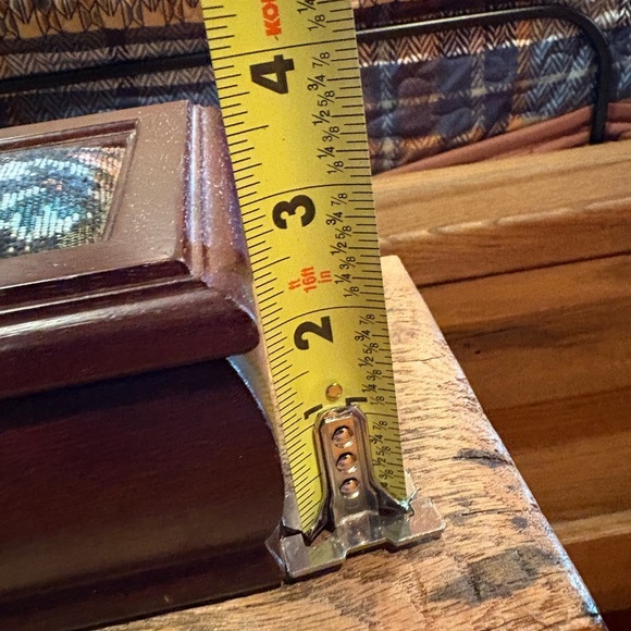 Vintage Wooden Jewelry Box with Floral Tapestry - Picture 11 of 12